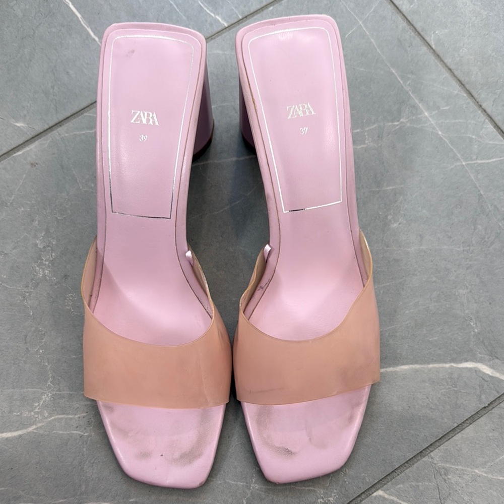 Zara Women's Pink and Tan Heels